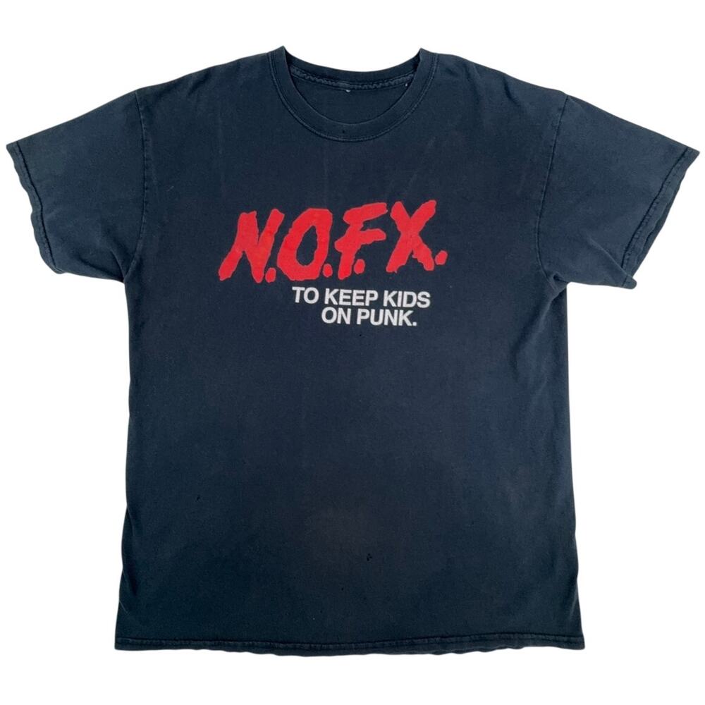 Vintage Y2K NOFX To Keep Kids On Punk T Shirt XL DARE Parody Distressed